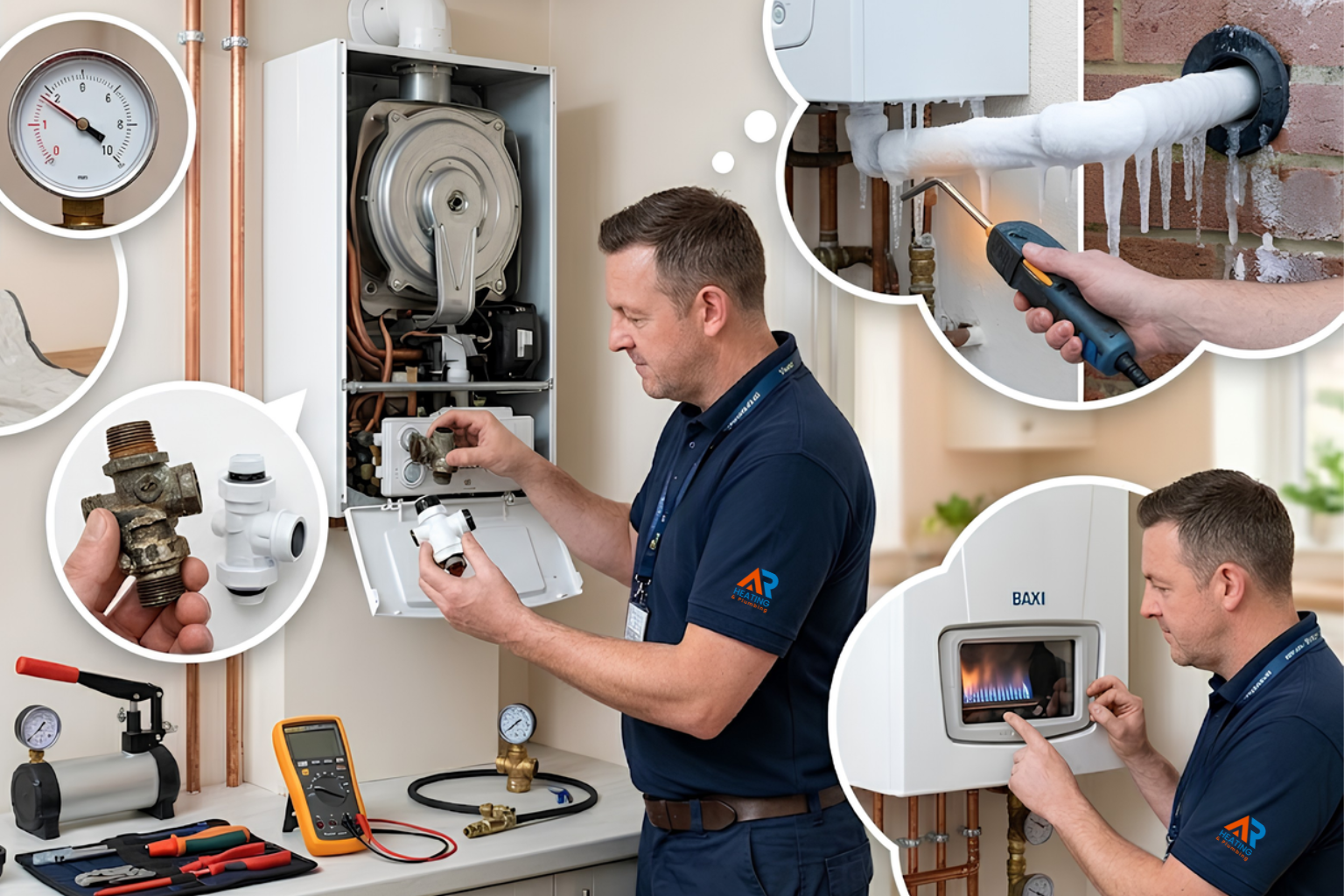 Engineer finding a boiler fault in a Watford home